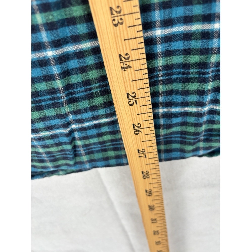 LL Bean Button Up Green Plaid Flannel Shirt Mens M Slightly Fitted Outdoor - Picture 8 of 8
